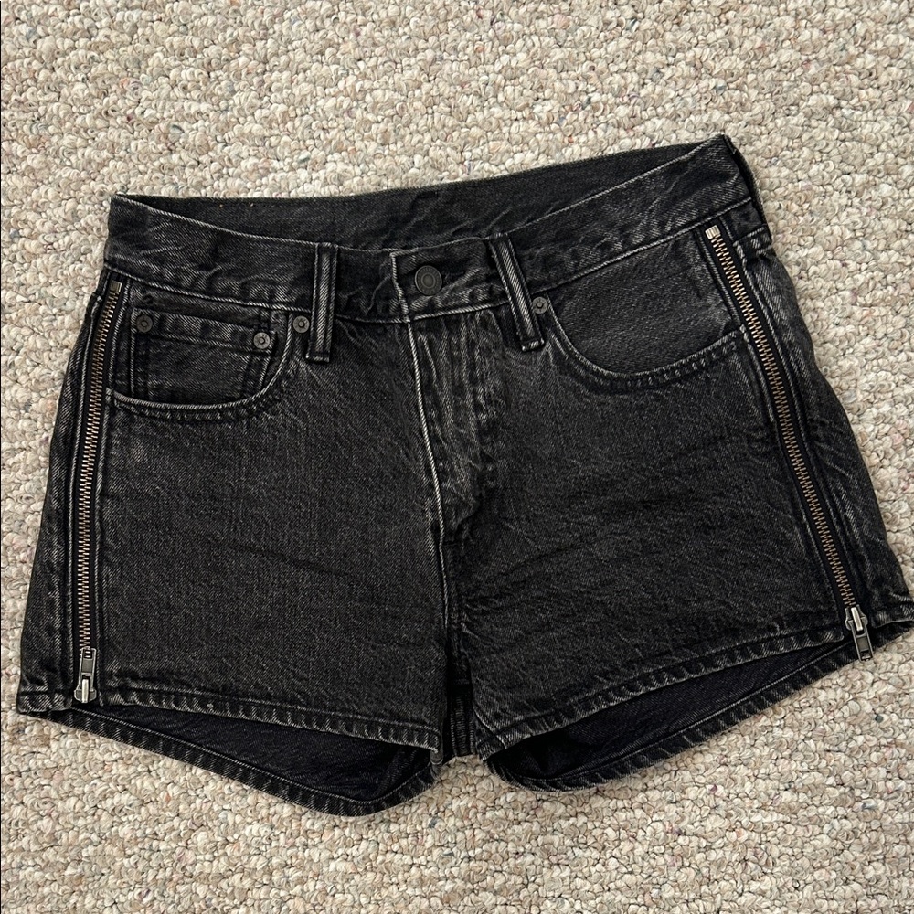 Levi's Black Jean Shorts with Zipper Accents